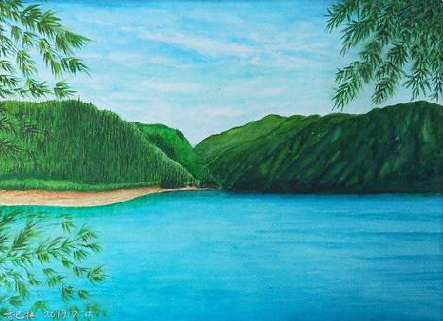 玉屏在墙绘中，如何绘画绿水青山？